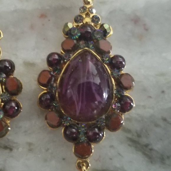 HOLIDAY STATEMENT JOSE & MARIA BARRERA PURPLE CRYSTAL DANGLE CHANDELIER EARRINGS - Picture 14 of 16